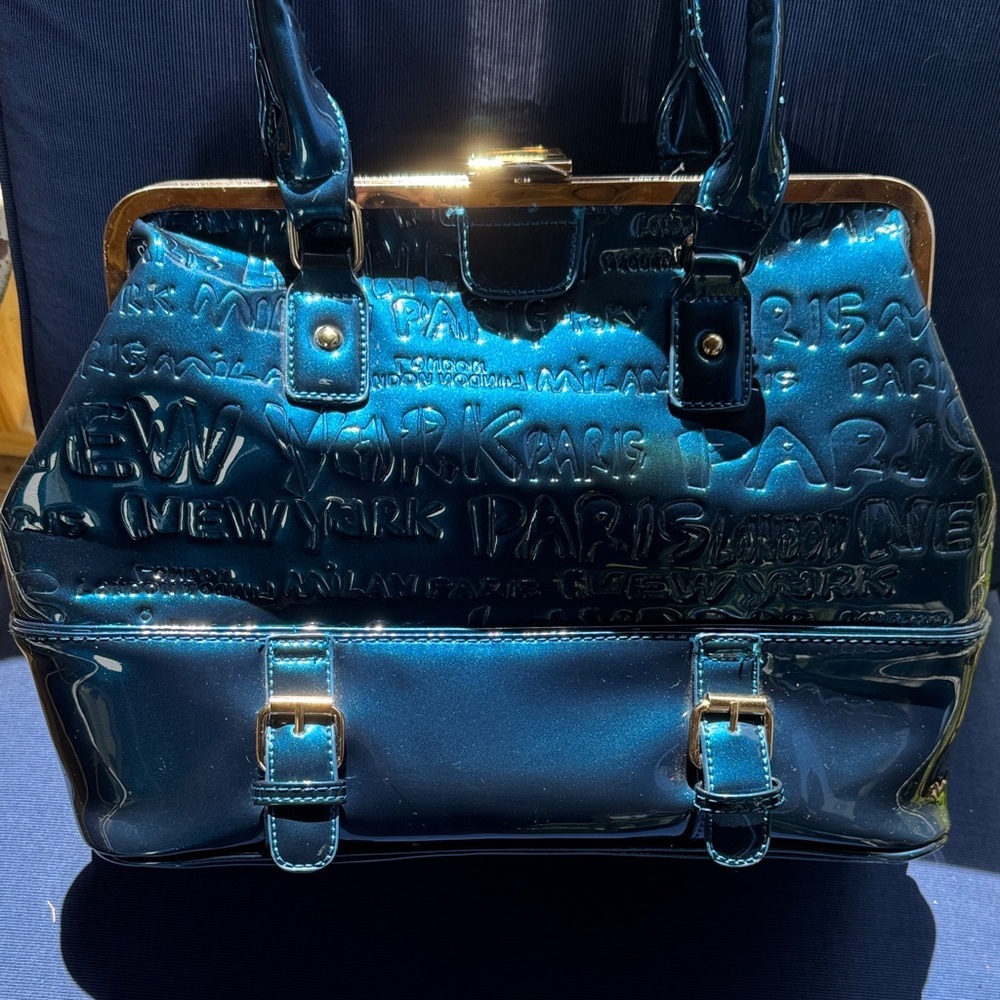 Louis Vuitton Shiny Blue Embossed Satchel - Picture 2 of 9